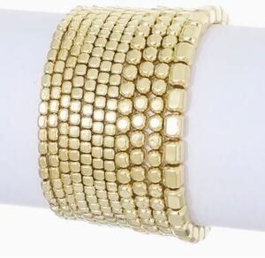 Adornia Set of 10 Golden Bead Stretch Bracelets